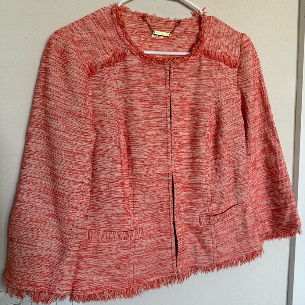 Trina Turk blazer- coral and white -size 4